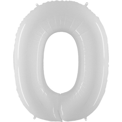 40 inch Shiny White Number 0 Fluo Balloon (1)