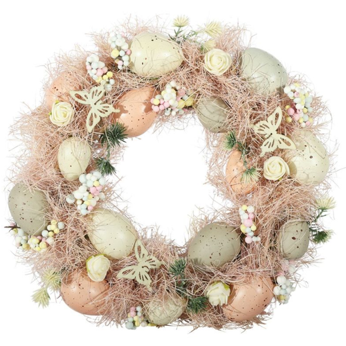 An Easter Pastel Pink Egg & Butterfly Wreath, measuring approx. 30cm.