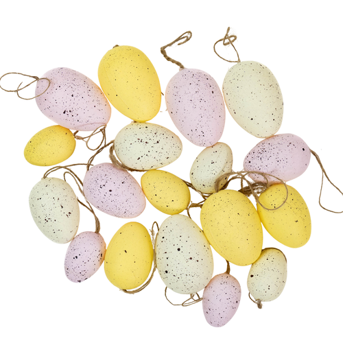 An assortment of 18 Pastel Pink & Yellow Eggs.