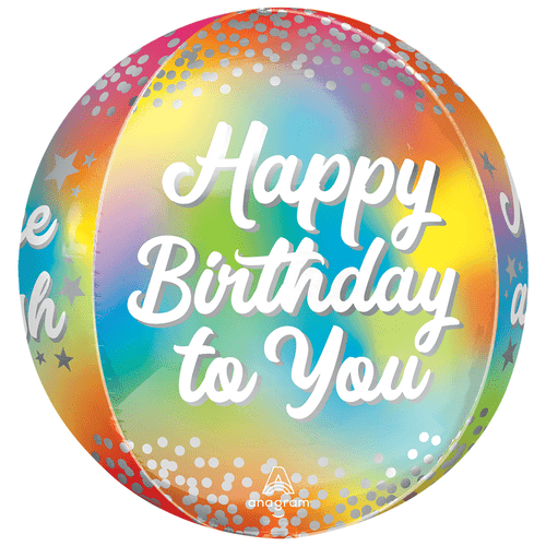 A 16 inch Birthday Glitz Orbz Foil Balloon, manufactured by Anagram.
