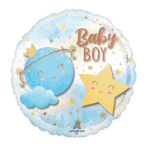 A 15 inch Little Moon Boy Panoramic Foil Balloon, manufactured by Anagram. A 15 inch Little Moon Boy Panoramic Foil Balloon, manufactured by Anagram.