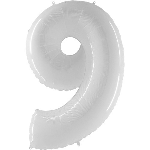 40 inch Shiny White Number 9 Fluo Balloon (1)
