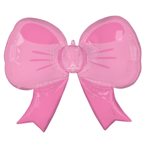 A 30 inch Pink Bow SuperShape Foil Balloon, manufactured by Anagram Europe.