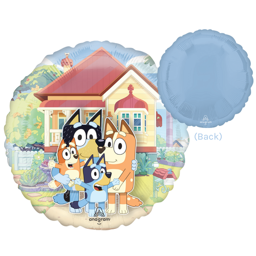 A 15 inch Bluey Panoramic Round Foil Balloon, manufactured by Anagram Europe. A 15 inch Bluey Panoramic Round Foil Balloon, manufactured by Anagram Europe.