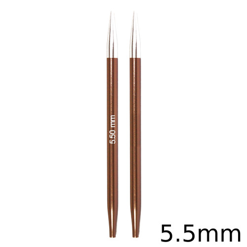 A set of KnitPro Interchangeable Circular Knitting Needle Pin Tips, with a width of approx. 5.5mm.
