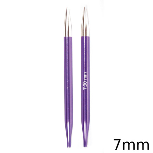 A set of KnitPro Interchangeable Circular Knitting Needle Pin Tips, with a width of approx. 7mm.
