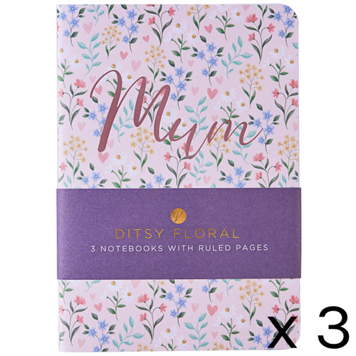 A Pack of 3 A6 Ditsy Floral Mum Notebooks