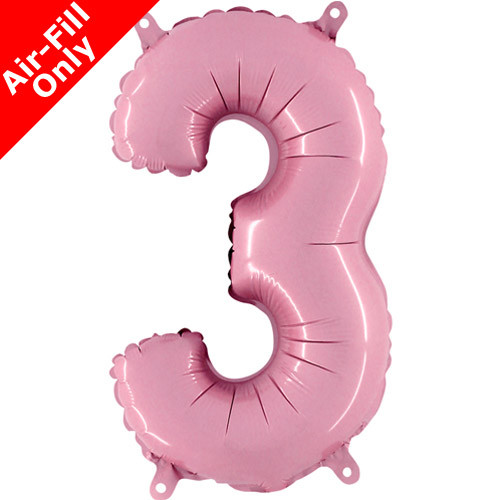 14 inch Pastel Pink Number 3 Foil Balloon (1)