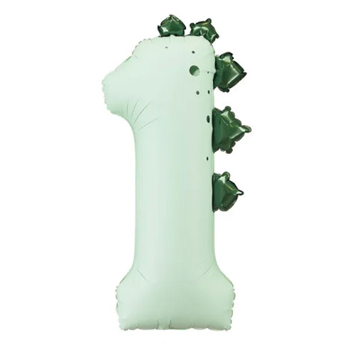 A 36 inch Dinosaur Number 1 Foil Balloon, manufactured by Partydeco. A 36 inch Dinosaur Number 1 Foil Balloon, manufactured by Partydeco.