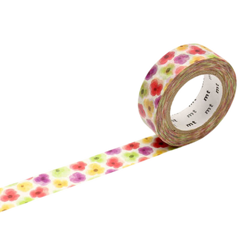 A roll of MT Ex Colourful Pansies Washi Tape, measuring approx. 15mm x 7m. A roll of MT Ex Colourful Pansies Washi Tape, measuring approx. 15mm x 7m.
