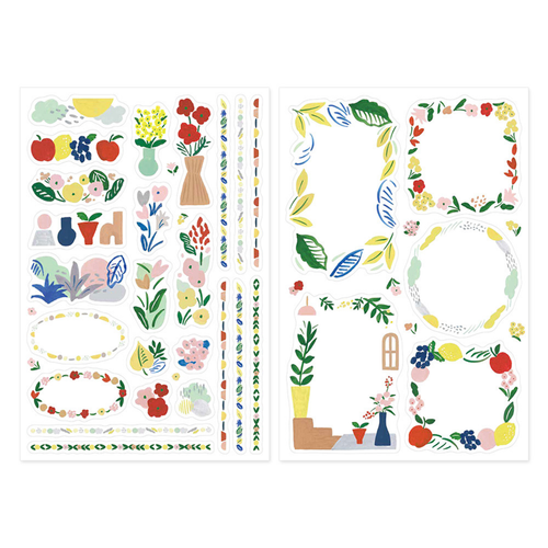 A Yuru Log Motif Textile Sticker Set, manufactured by Midori.