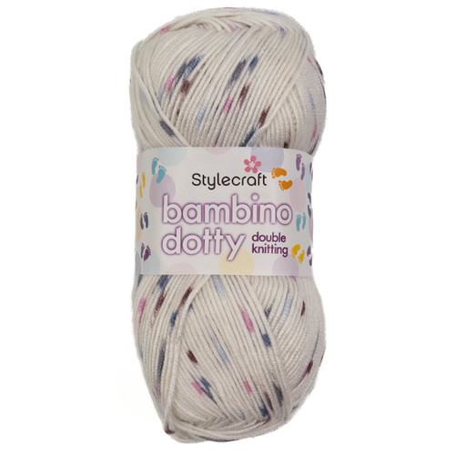 A ball of Stylecraft Bambino Dotty Bliss Acrylic Yarn.