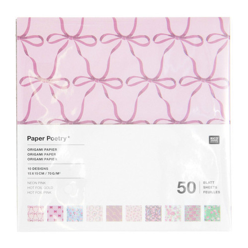 La Vie En Rose Origami Paper with 50 sheets, manufactured by Rico Design.