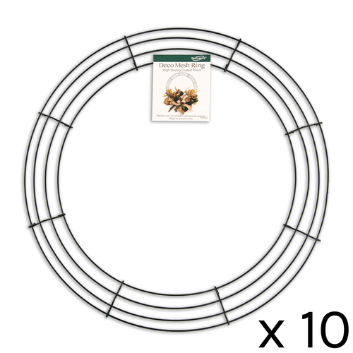 A set of 10 16 inch Green Deco Mesh Coated Wire Rings. A set of 10 16 inch Green Deco Mesh Coated Wire Rings.