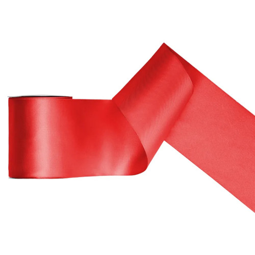 A spool of Red Satin Ribbon, measuring approx. 100mm x 25m.