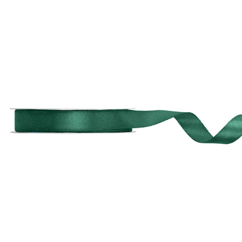 A spool of Bottle Green Satin Ribbon, measuring approx. 12mm x 25m. A spool of Bottle Green Satin Ribbon, measuring approx. 12mm x 25m.