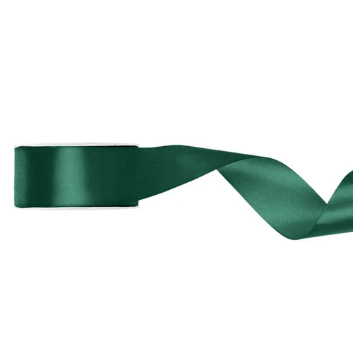 A spool of Bottle Green Satin Ribbon, measuring approx. 38mm x 25m. A spool of Bottle Green Satin Ribbon, measuring approx. 38mm x 25m.