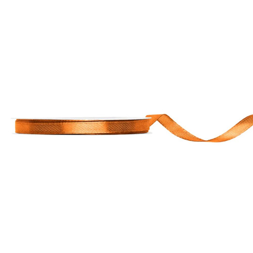 A spool of Rusty Orange Satin Ribbon, measuring approx. 6mm x 25m. A spool of Rusty Orange Satin Ribbon, measuring approx. 6mm x 25m.