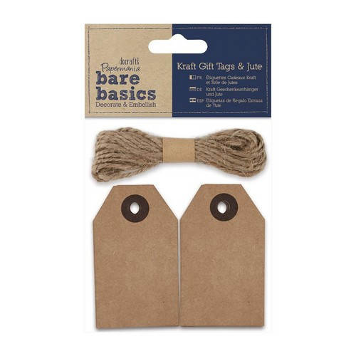 A pack of 20 kraft gift tags and 20 jute strings. A pack of 20 kraft gift tags and 20 jute strings.
