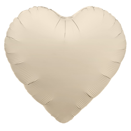 A 14 inch Matte Beige Heart Foil balloon, manufactured by Partydeco. A 14 inch Matte Beige Heart Foil balloon, manufactured by Partydeco.
