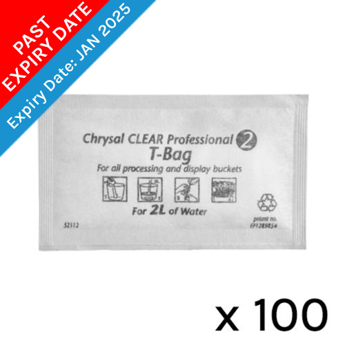 A box of 100 Chrysal Clear Professional 2 T-Bags, manufactured by Chrysal.