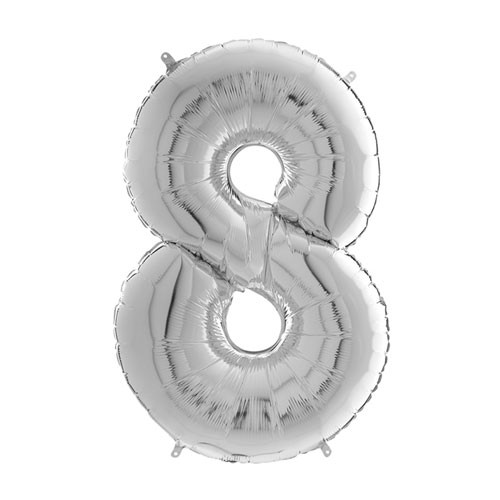 26 inch Silver Number 8 Foil Balloon (1)