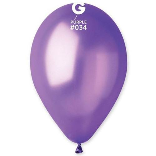 A pack of 50, 13" Metallic Purple Latex Balloons, manufactured by Gemar.