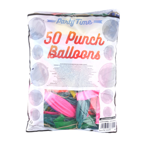 A pack of 50 Assorted Punch Balloons.