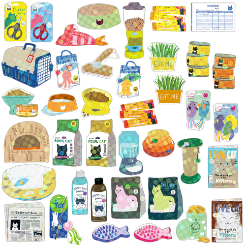A box of Haco Cat Supplies Stickers, manufactured by Greeting Life.
