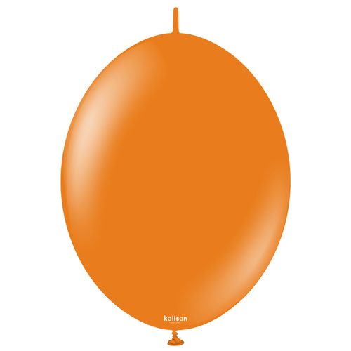 A Pack of 50 12" Standard Orange Kalisan K-Link Latex Balloons, manufactured by Kalisan.