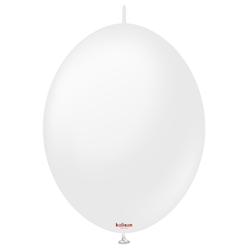 A Pack of 50 12" Opaque Satin Snow White Kalisan K-Link Latex Balloons, manufactured by Kalisan.