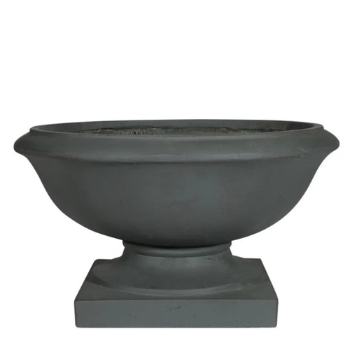 A Hortus Contempo Grey Garden Squat Pot, measuring 27cm.
