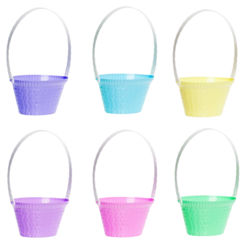 A set of 6 mini pastel Easter baskets.