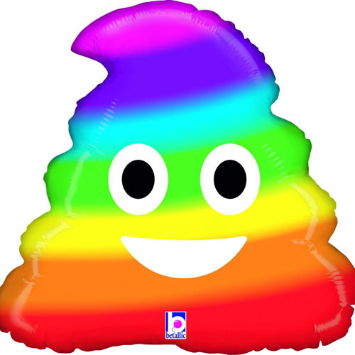 20 inch Betallic Emoji Rainbow Poop Foil Balloon (1)