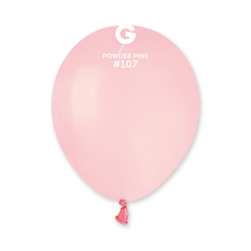 A bag of 50 5" Marshmallow Powder Pink Latex Balloons, manufactured by Gemar.
