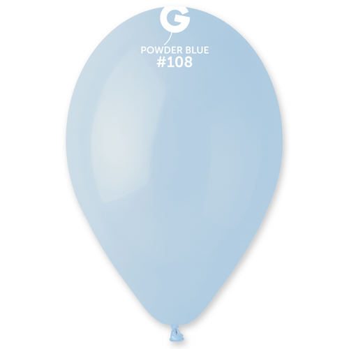 A bag of 50 13" Marshmallow Powder Blue Latex Balloons, manufactured by Gemar.