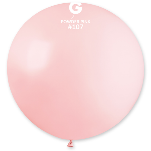 A 31" Marshmallow Powder Pink Latex Balloon, manufactured by Gemar.