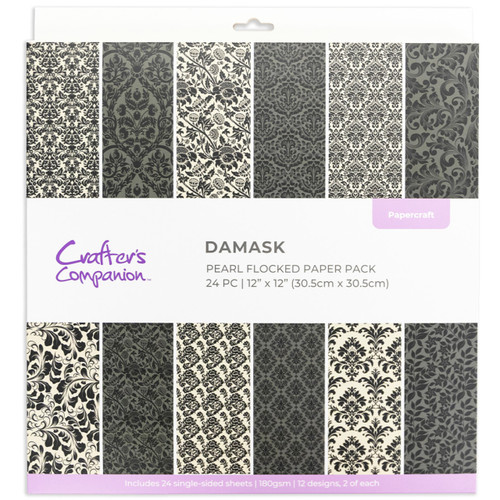 A Pearl Flocked Damask Paper Pad, manufactured by Crafter’s Companion.