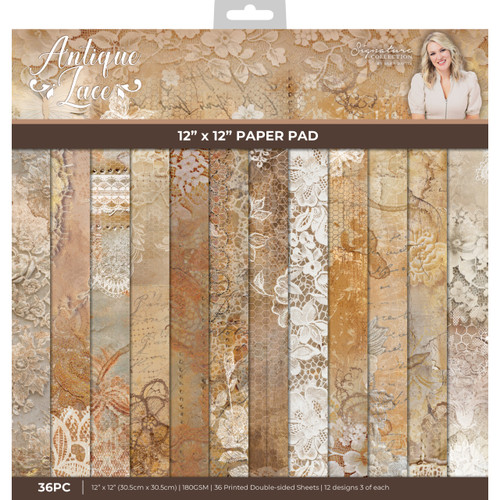 An Antique Lace Paper Pad, manufactured by Crafter’s Companion.