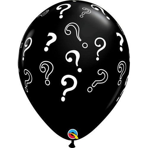 16 inch Question Marks Onyx Black Latex Balloons (50)