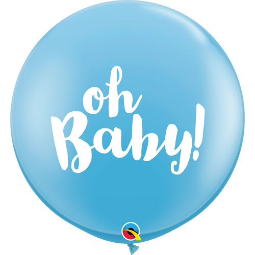 3ft Oh Baby! Blue Latex Balloons (2)