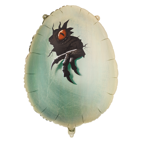 A 25 inch Jurassic World Dino Egg Foil Balloon, manufactured by PartyDeco.
