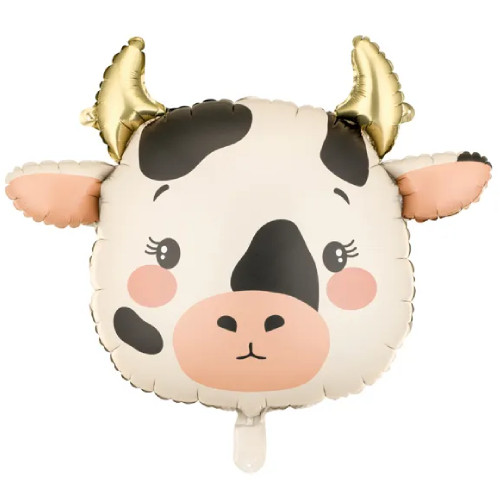 A 22 inch Cow Head Foil Balloon, manufactured by PartyDeco.