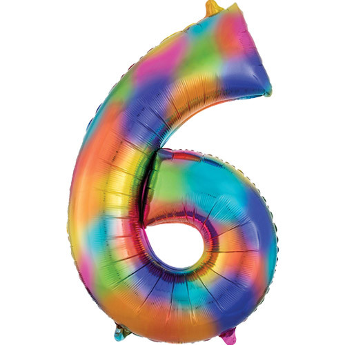 34 inch Anagram Rainbow Splash Number 6 Foil Balloon (1)