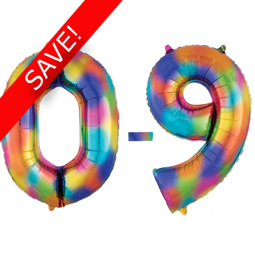 34 inch Anagram Rainbow Splash Numbers Starter Kit - 36 Balloons