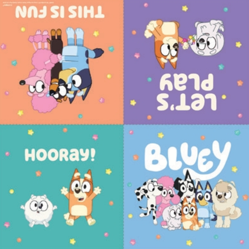 A pack of 16 Bluey Party Paper Napkins, manufactured by Unique.