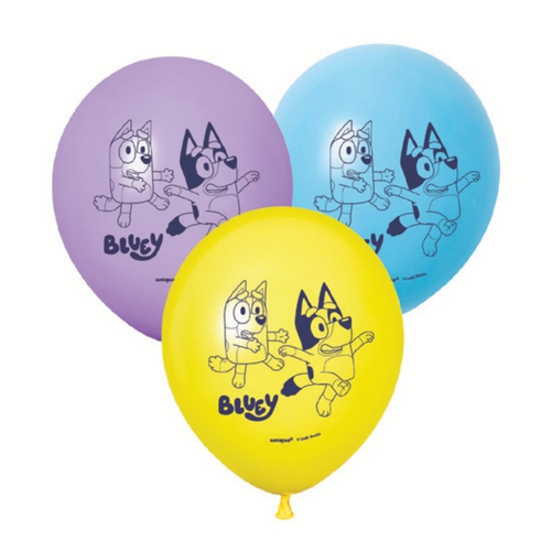 A pack of 6 12 inch Blue Party Assorted Latex Balloons, manufactured by Unique.