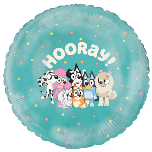 An 18 inch Bluey Party Foil Balloon, manufactured by Unique.