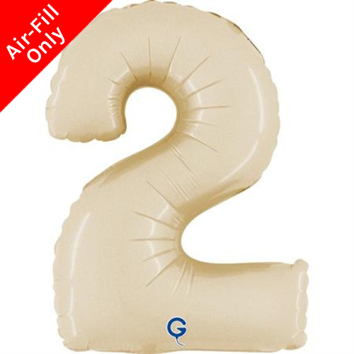 A 14 inch Cream Number 2 Satin Foil Balloon, manufactured by Grabo.