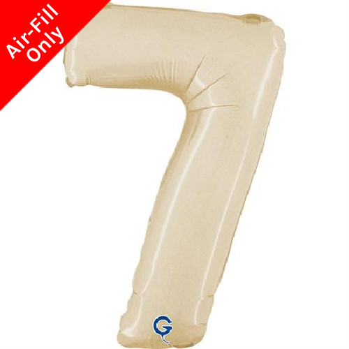 A 14 inch Cream Number 7 Satin Foil Balloon, manufactured by Grabo.